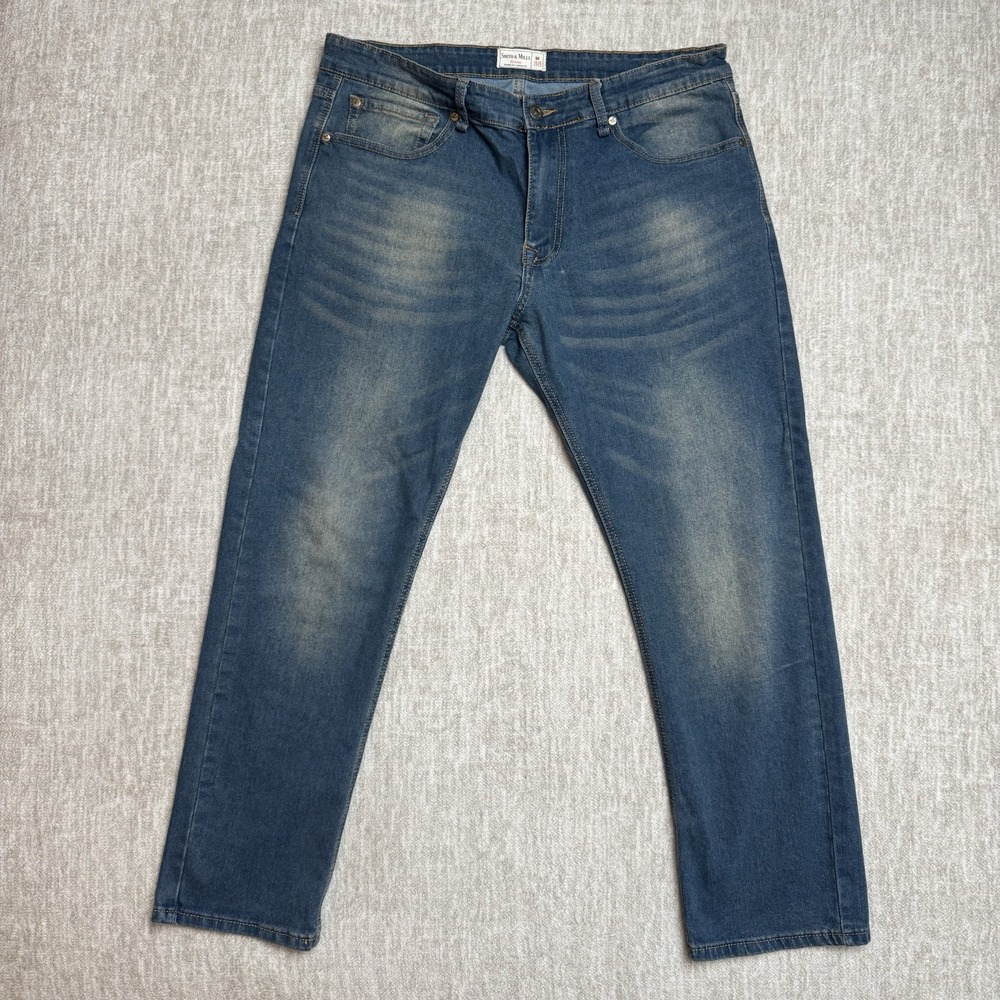 Smith Mills Mens Jeans 36x30 Regular Fit Stretch Comfort Denim Blue Wash
